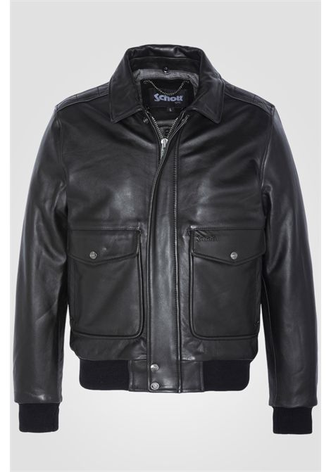 Schott NYC Giubbotto Pilota A-2 Vintage in Pelle di Vitello Nero Uomo SCHOTT N.Y.C | Giubbotti | LC5331XBLACK